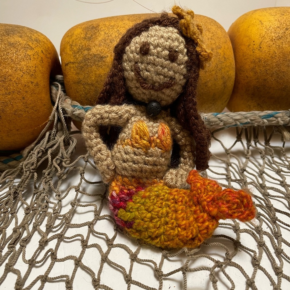 Crochet Mermaid Doll Ornament Lava Bead Essential Oil Diffuser SK
